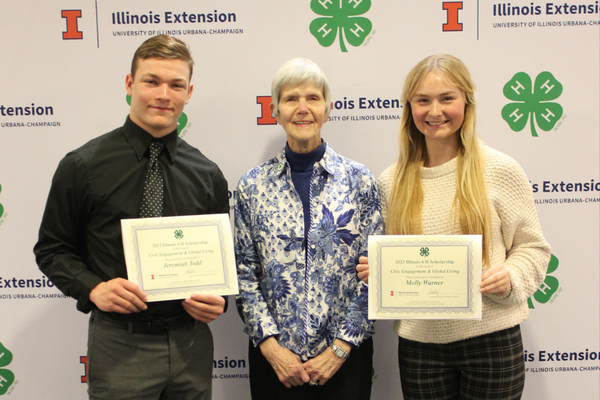 award recipients pose with a donor