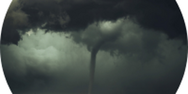 Tornado touching down amid black clouds