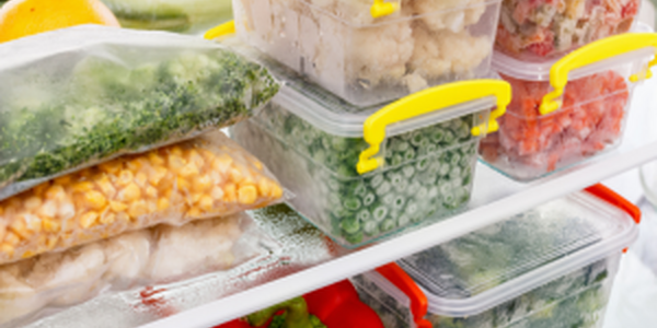 refrigerator with frozen food